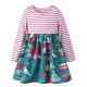 Striped Girl Flower Printed Casual Dress B139