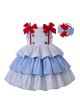 Summer Slubbed Cotton Princess Girls Dress with Double Bows + Handmade Headband