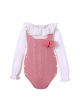 Dark Pink 2 Piece Unisex Woolen Fur Ball Baby Romper + Long Sleeves Casual Shirts For Boys & Girls