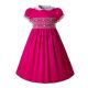 Hot Pink Doll Collar Newborn Smocked Dress C95