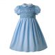 Blue Boutique Girls Doll Collar Handmade Embroidered Smocked Dresses