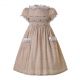 Doll Collar Short Sleeve Smocked Dresses With Pockets C97