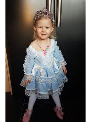 Light Blue Girl Party Dress With Headwear