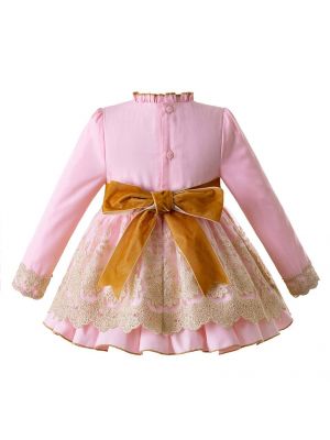 Girl Clothing Set Pink Baby Girl Dress+PP pants C107