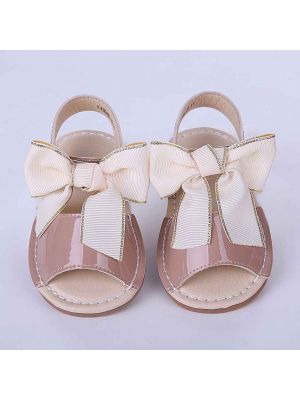 Camel Cute Girls Sandals Shoes With Handmade Bow-knot