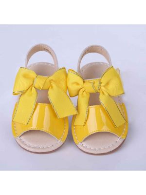 Yellow Cute Girls Sandals Shoes With Handmade Bow-knot