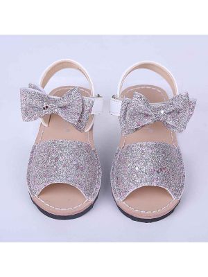 Pink Glitter Sequin Girls Party Shoes With Handmade Bow-knot