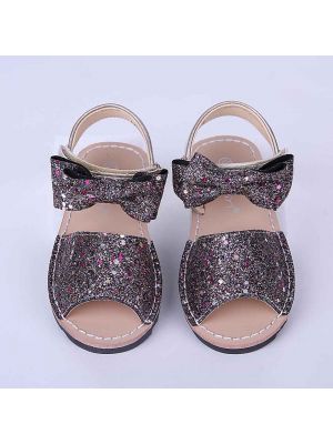 Purple Glitter Sequin Girls Party Shoes With Handmade Bow-knot
