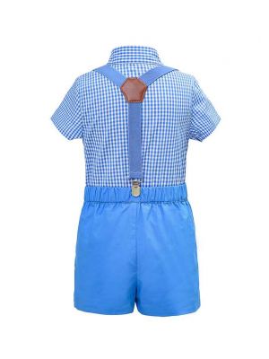 Blue Grid Boy Clothing Set 