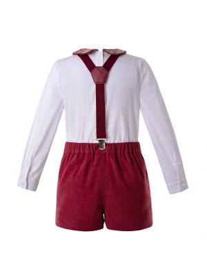 Autumn Strap Red Boutique Boy Clothing Sets B333