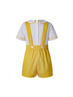 Easter Boy Clothing Sets With White T-shirt + Yellow Casual Shorts                        