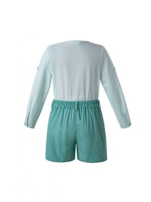 Boys New Clothing Set White Top + Mint Green Shorts 