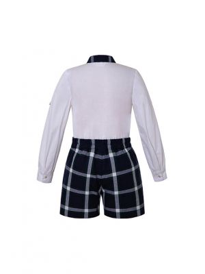 Boutique Boys Button Clothing Sets White Shirt +  Grid Shorts