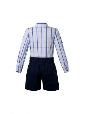 Easter Boys Clothing Sets Blue Grid Shirt + Black Shorts