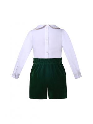 Boy Green Velvet Clothing Set 2 Pieces