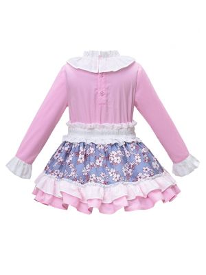 Pink O-Neck Girls Clothing Sets B228