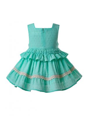 Mint Green Toddler Girl  Boutique Lace Dress + Handmade Headband  