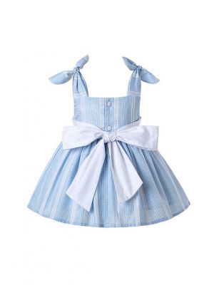 3 Pieces Cute Bows Babies Matched Flower Princess Outfits + Light Blue Bloomers + Hat