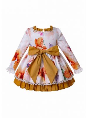 3 Pieces Of 3D Three-Dimensional Printed Cotton Babies Autumn Dress + Bonnet