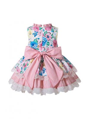 Sweet 3 Pieces Babies Boutique Floral-printed Lace Layer Outfit + Cute Bloomers + Hat