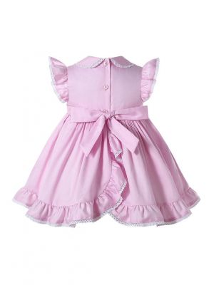Cute Baby Girl's Pink Smocked Dress + Shorts