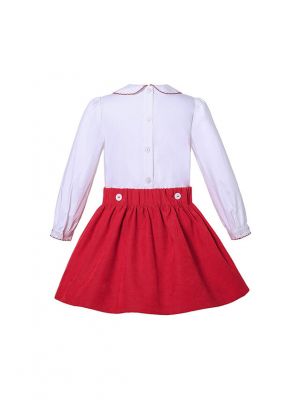 Boutique Girls Doll-Collar White Shirt + Red Princess Skirt +Hand Headband