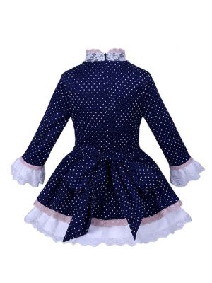 Navy Dots Girls Dresses 