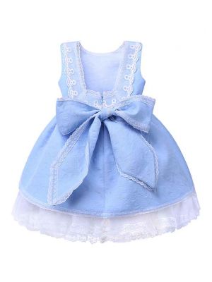Girls Blue Princess Dress Lace Flower Dress B167