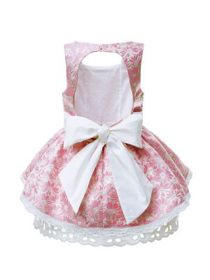 Girls Pink Princess Dress Lace Flower B259