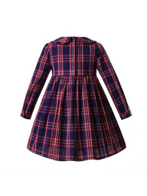 Autumn Baby Girls Grid Handmade Smocked Heart Dresses C79