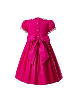 Hot Pink Doll Collar Newborn Smocked Dress C95