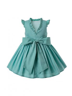 Mint Green Princess Dress With Stereoscopic Flower + Handmade Headband