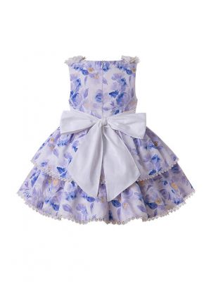 2020 Flowers Boutique Girls Ruffles England Style Layered Dress + Hand Headband