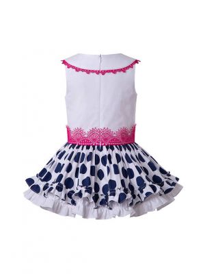 Polka Dot White&Black Ruffled With Cute Bow Boutique Dress + Hand Headband