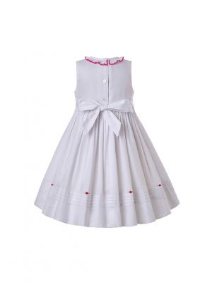 Spring & Summer White Ruffled Vintage O-Neck Smoked Dress