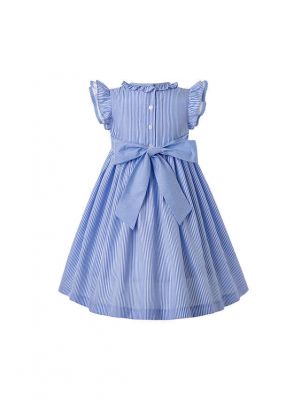 Girls Short Sleeves Smocking Dress