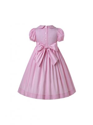 Light Pink Short Sleeves Smocking Dress