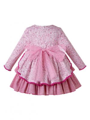 Thanksgiving Pink Floral Bow Children Boutique Girl Dress + Hand Headband