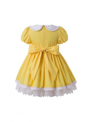 (UK ONLY)Easter Vintage Girls Yellow Dress + Hand Headband