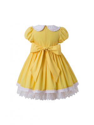 Easter Yellow Girls Vintage Dress + Hand Headband