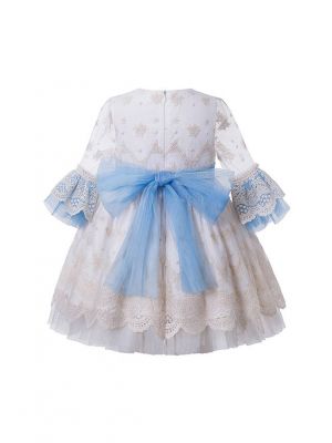 Girls White Vintage Yarn Dyed Spring  Boutique Dress + Hand Headband