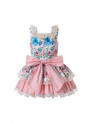 Sweet Summer Princess Lace Flower-printed Bows Princess Dress + Hand Headband