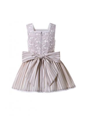 Ivory Square Collar Ruffle Flowers Princess Girls Dress + Hand Headband