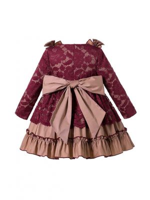 Wine Red Garment Dyed Girls Gorgeous Boutique Dress + Handmade Headband