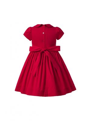 (UK Only) Girl Cute handmade Embroidered Red smocked Dress