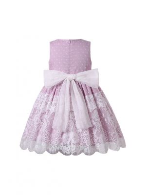 Purple Sleeveless Lace Tulle Dress