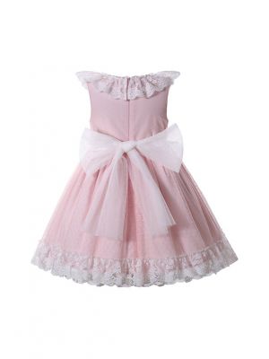 Pink Lace Tulle Girls Dress