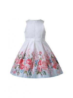 Rose Print Sleeveless Girls Dress