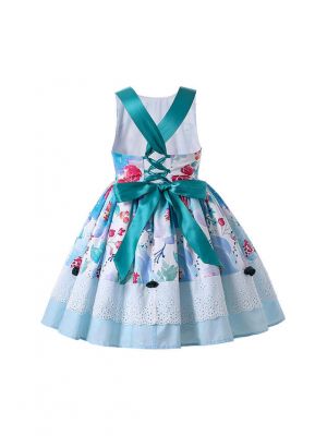 Beautiful Oil Painting Patterns Sleeveless Summer Girls Dress