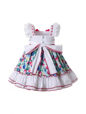 Colorful Girls Ruffle Dress + Handmade Headband